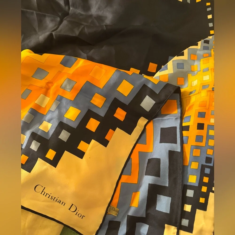 VTG Christian Dior Geometric Pattern Scarf